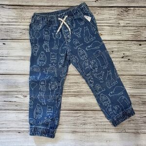 GAP Monster Print Denim Joggers NWT
